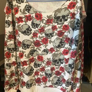 Skull and Rose Patterned Sweater